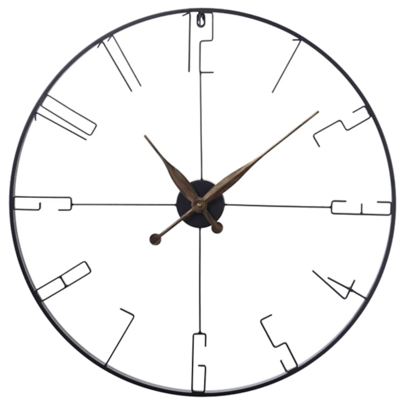 Black Metal Open Back and Slim Number Wall Clock