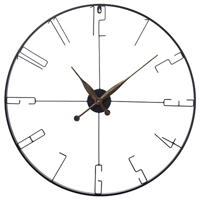 Black Metal Open Back and Slim Number Wall Clock