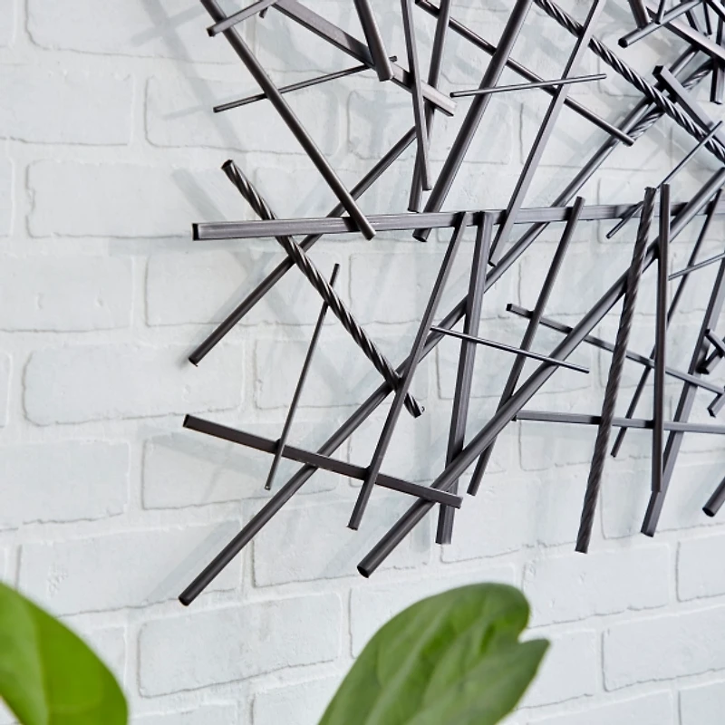 Dark Gray Metal Abstract Scattered Wall Sculpture