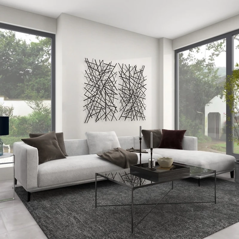 Dark Gray Metal Abstract Scattered Wall Sculpture