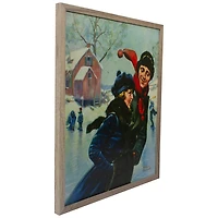 Rockwell Couple Ice Skating LED Canvas Art Print