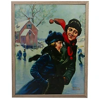Rockwell Couple Ice Skating LED Canvas Art Print