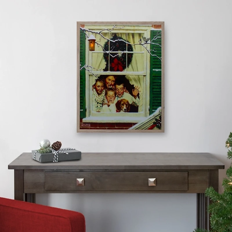 Rockwell Family Waving Window LED Canvas Art Print