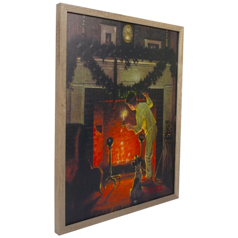 Rockwell Boy Waiting by Fireplace LED Canvas Print