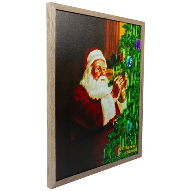Rockwell Santa Decorating Tree LED Canvas Print