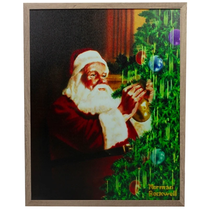 Rockwell Santa Decorating Tree LED Canvas Print