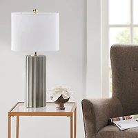 Gray Ribbed Fluted Martha Stewart Table Lamp