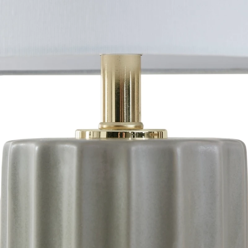 Gray Ribbed Fluted Martha Stewart Table Lamp