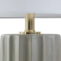 Gray Ribbed Fluted Martha Stewart Table Lamp