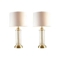 Gold Glass Cylinder Table Lamps, Set of 2