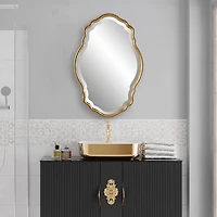 Gold Curved Beveled Frame Mirror