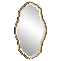 Gold Curved Beveled Frame Mirror