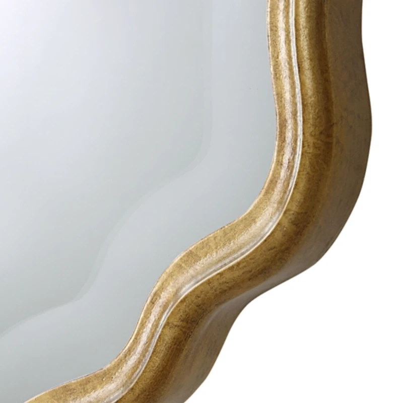 Gold Curved Beveled Frame Mirror