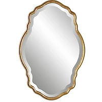 Gold Curved Beveled Frame Mirror