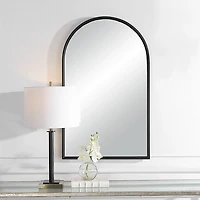 Black Metal Arch Frame Wall Mirror