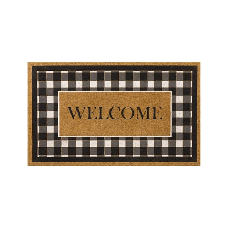 Black and White Buffalo Check Welcome Doormat