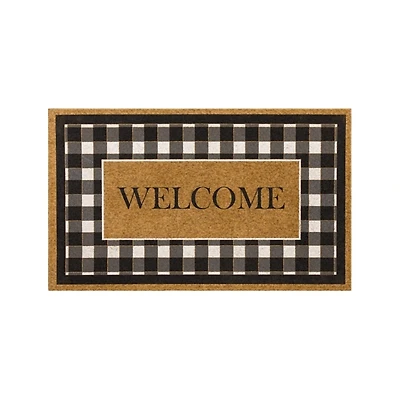 Black and White Buffalo Check Welcome Doormat