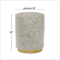 Gray Mother Of Pearl Sells Wood Base Accent Table