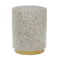 Gray Mother Of Pearl Sells Wood Base Accent Table