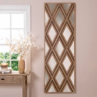 Fir Wood Diamond Mirrored Wall Plaque