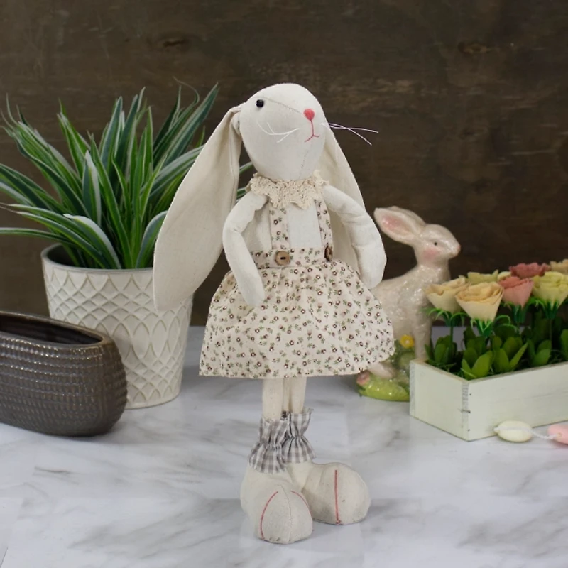 Beige and Cream Standing Girl Bunny Figurine