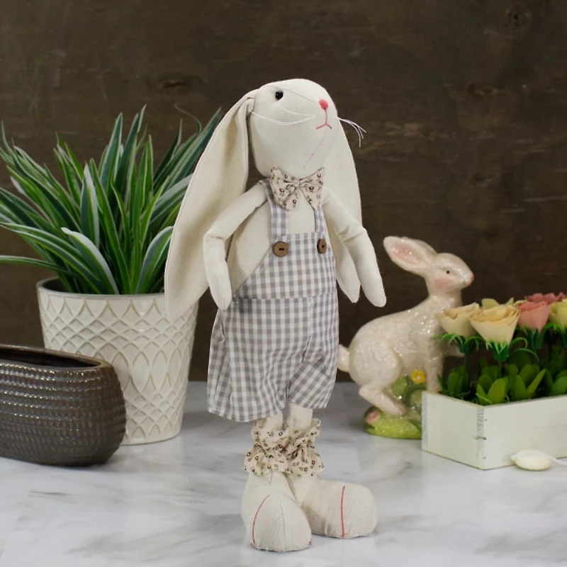 Beige and Cream Standing Boy Bunny Figurine