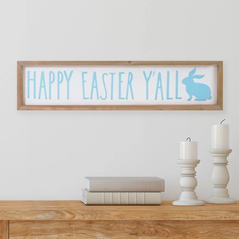 Blue Happy Easter Yall Wall Plaque