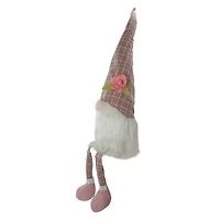 Pink and White Plaid Gnome Shelf Sitter