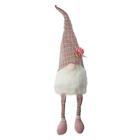 Pink and White Plaid Gnome Shelf Sitter