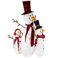 Pre-Lit Outdoor Plaid Tinsel Snowman Family
