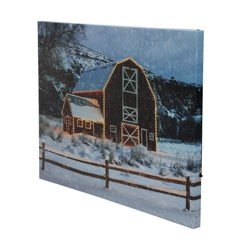Red Barn LED Canvas Art Print