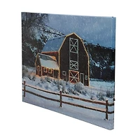 Red Barn LED Canvas Art Print