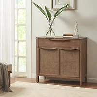 Natural Wood 2-Door Cane Webbing Chest