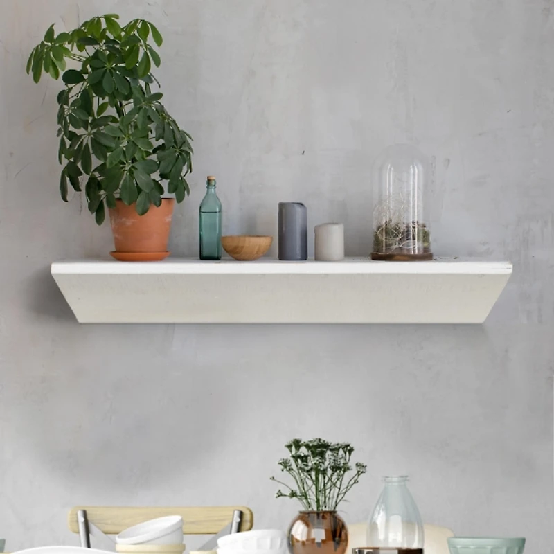 White Wedge Wood Small Floating Shelf