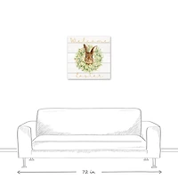 Welcome Easter Bunny Wreath Canvas Art Print