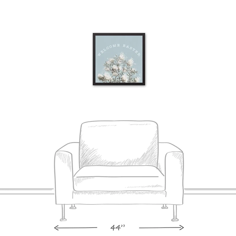 Welcome Easter Hydrangea Framed Canvas Art Print