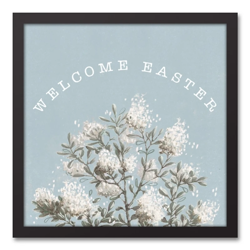 Welcome Easter Hydrangea Framed Canvas Art Print
