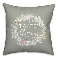 Easter Blessings Wreath Outdoor Throw Pillow