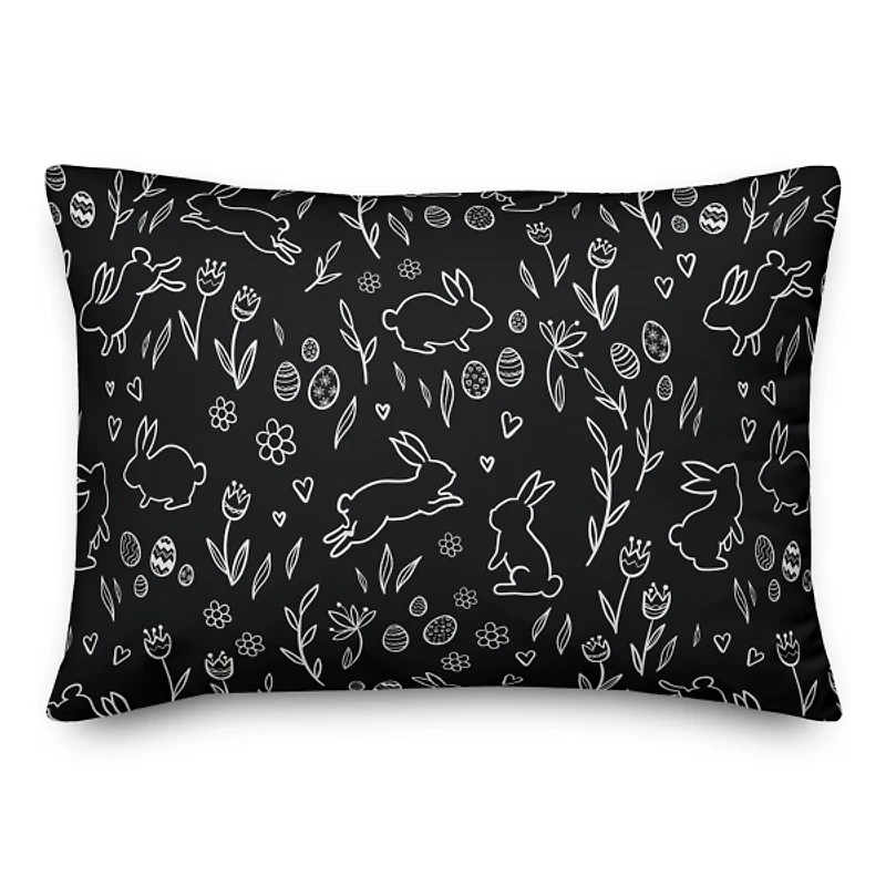 Hop On In Bunny Pattern Outdoor Throw Pillow