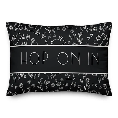 Hop On In Bunny Pattern Outdoor Throw Pillow