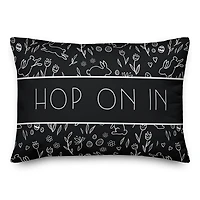 Hop On In Bunny Pattern Outdoor Throw Pillow
