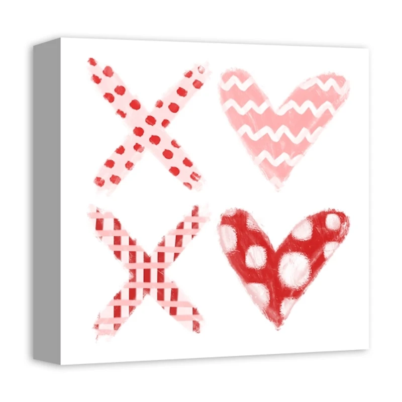 Patterned XOXO Hearts Canvas Art Print