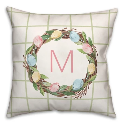 Personalized Monogram Easter Egg Wreath Pillow
