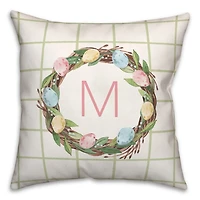 Personalized Monogram Easter Egg Wreath Pillow