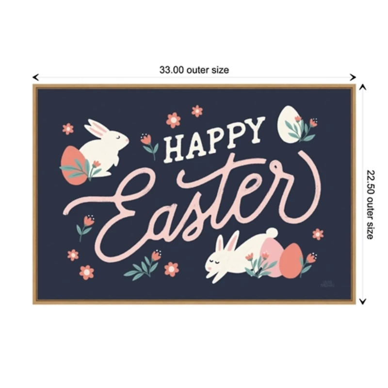 Happy Easter Bunnies Framed Canvas Art Print