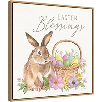 Easter Blessings Bunny Framed Canvas Art Print