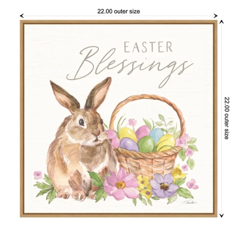 Easter Blessings Bunny Framed Canvas Art Print