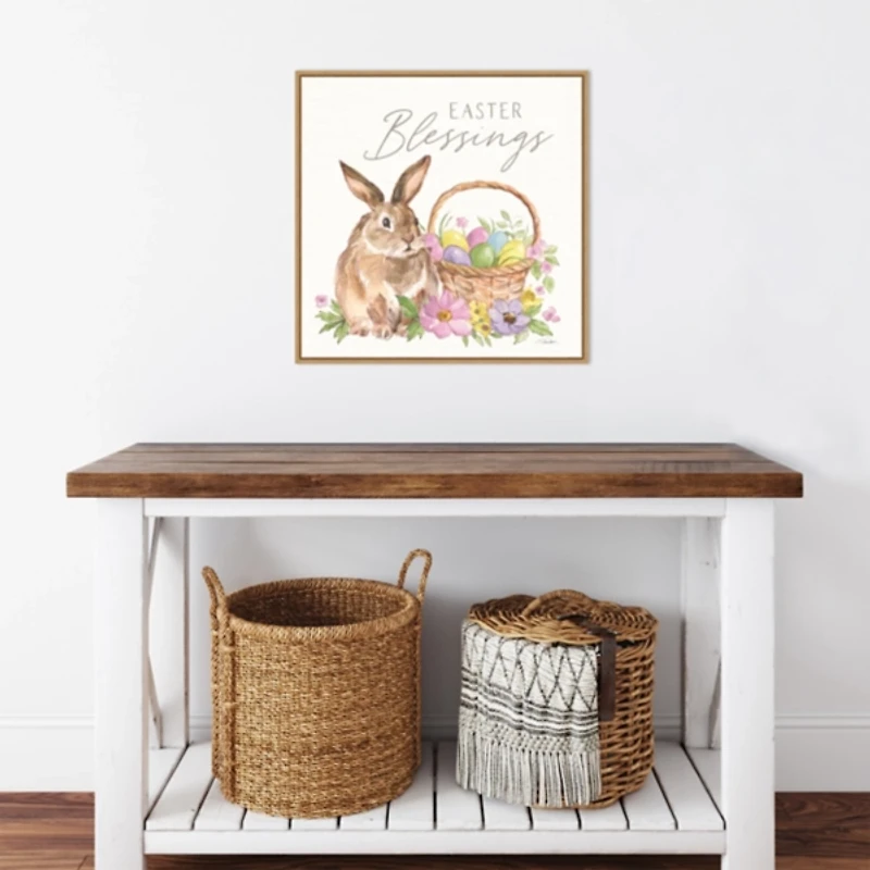 Easter Blessings Bunny Framed Canvas Art Print