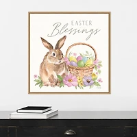 Easter Blessings Bunny Framed Canvas Art Print
