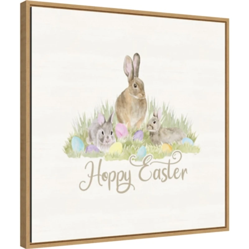 Hoppy Easter Bunnies Framed Canvas Art Print